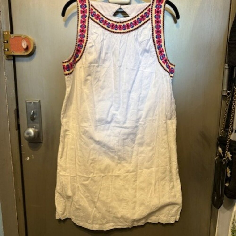 Retro Embroidered Dobby-Pattern Shift Mini Dress … - image 3